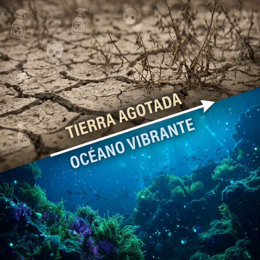 Tierra agotada vs Océano vibrante